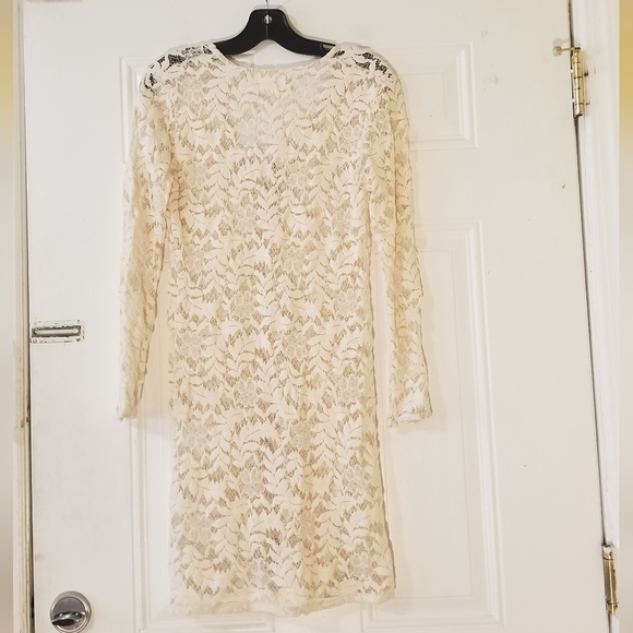 Alexis Dahl Cream Lace Boho Sheer Coverup Dress Tunic Size Small - Picture 6 of 11